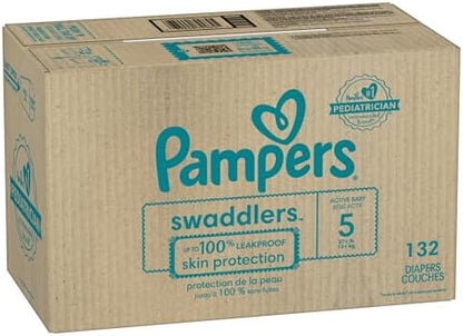 Pampers Baby Diapers - Swaddlers - Size 5, 132 Count, Ultra Absorbent Disposable Infant Diaper