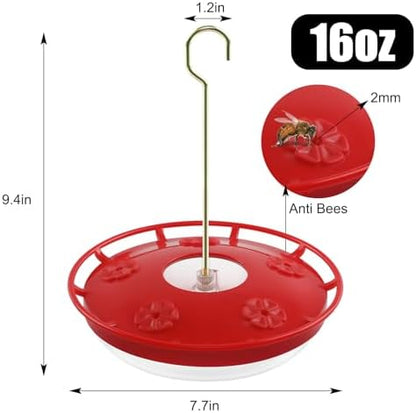 FEED GARDEN 2 Pack 16 OZ Hummingbird Feeders for Outdoor 5 Feeder Ports Ant Bee Proof Leak-Proof Cleaning Brushes Nectar Easy Clean Fill Bird Feeder for Garden Red Décor Gifts for Mom