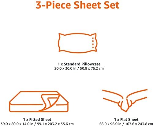 Amazon Basics Lightweight Super Soft Easy Care Comfortable Microfiber 3 Piece Bed Sheet Set With 14-inch Deep Pockets, Twin XL, Dark Gray, Solid