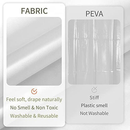 ALYVIA SPRING Extra Long Fabric Shower Curtain Liner Waterproof - 72" x 84", Soft & Lightweight XL Shower Curtain with Magnets, Machine Washable - 72x84, White