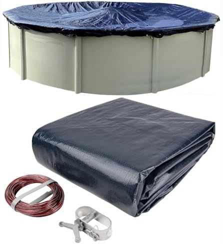 15’ ft. Round Pool Winter Cover for Above Ground Pools – 8-Year Warranty, Cold and UV Resistant, Weatherproof and Durable, Winch & Cable Included