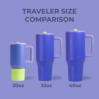 HydroJug Traveler - 40 oz Water Bottle with Handle & Flip Straw - Fits in Cup Holder, Leak Resistant Tumbler-Reusable Insulated Stainless Steel & Rubber Base - Gifts for Women & Men, Lime Rickey