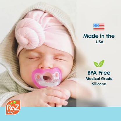 RaZbaby JollyPop Pacifier, Holder w/Detachable Baby Pacifier, Stuffed Animal RaZbuddy, All Ages 0M+, 100% Medical Grade USA Made Silicone, Machine Washable, Textured & Easy to Hold – Dragon