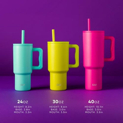 Simple Modern Disney Kids 24 oz Tumbler with Handle and Silicone Straw Lid | Spill Proof and Leak Resistant | Stainless Steel Bottle | Gift for Kids Boys Girls | Trek Collection | Tropical Stitch