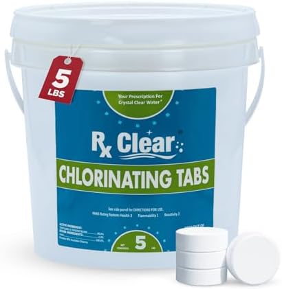 Rx Clear 3" Inch Chlorine Tabs | 5 Pounds | Individual Stabilized Chlorinating Tablets for Sanitizing Swimming Pools | Long Lasting, Slow Dissolving, and UV Protected