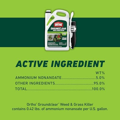 Ortho GroundClear Weed and Grass Killer with Comfort Wand, Kills Dandelions, Chickweed, Crabgrass, Moss and More in Patios and Landscapes, OMRI Listed, 1 gal.