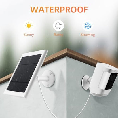 Solar Panel for Ring Camera, 2 Pack 4W Solar Charger Compatible with Rings Spotlight &All-New Stick Up Outdoor Cam Battery, 10ft Long Cable with USB-C to Ring Barrel Plug Adapter