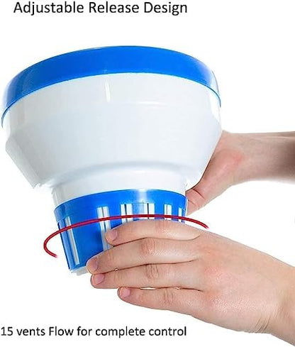 Floating Chlorine Dispenser, Pool Spa Chlorine/Bromine Floater,7" Large Capacity Floating Chlorinator & Bromine Holder Fits 3 Inch Chemical Tablets（Collapsible）