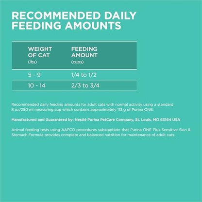 Purina ONE Sensitive Stomach, Sensitive Skin, Natural Dry Cat Food, +Plus Sensitive Skin and Stomach Formula - 16 lb. Bag