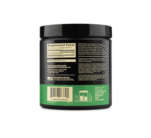 Optimum Nutrition Micronized Creatine Monohydrate Powder, Unflavored, 60 Servings, 300 Grams (Packaging May Vary)
