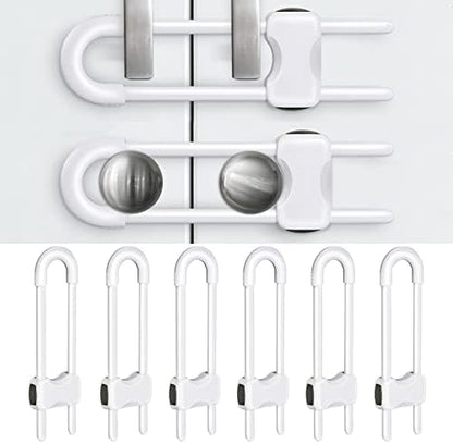 Baby Proofing Cabinets,Cabinet Locks for Babies,U-Shaped Child Locks for Cabinets, Child Proof Cabinet Latches,Child Safety Cabinet Locks with Adjustable by SPISPI (Pack of 6)