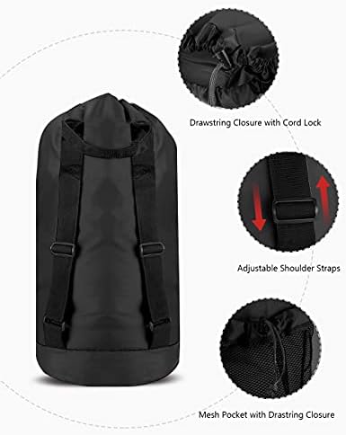 Dalykate Backpack Laundry Bag, Laundry Backpack with Shoulder Straps and Mesh Pocket Durable Nylon Clothes Hamper Bag with Drawstring Closure for College, Travel, Laundromat, Apartment
