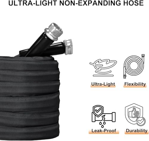 Garden Hose, Lightweight, Ultra Flexible, Durable, Kink-Free Garden Hose, RV, Marine and Camper Hose (25 FT)