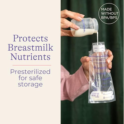 Lansinoh Breastmilk Storage Bags, 200 Count Value Pack, Baby Essentials, Fast Freeze & Thaw Breast Milk Bags for Baby Bottle Feeding, Superior Strength & Stretch, 6 Ounce