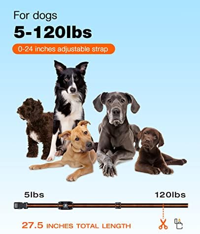 Bousnic Dog Shock Collar - 3300Ft Dog Training Collar with Remote for 5-120lbs Small Medium Large Dogs Rechargeable Waterproof e Collar with Beep (1-8), Vibration(1-16), Safe Shock(1-99) (Orange)
