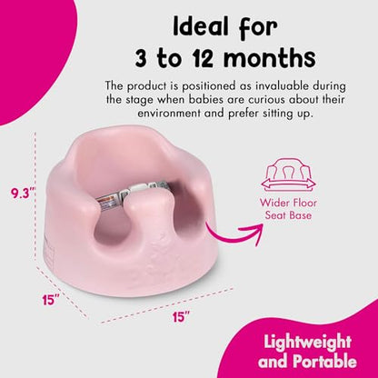Bumbo Baby Infant Soft Foam Comfortable Support Wide Floor Seat with 3 Point Adjustable Harness for Ages 3 to 12 Months, Cradle Pink