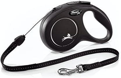 FLEXI New Classic Cord Retractable Dog Leash for Small Dogs up to 33 lbs. – 26 ft., Black | Tangle-Free Pet Walking Leash with One-Handed Brake, Pause, Lock|German Quality Product