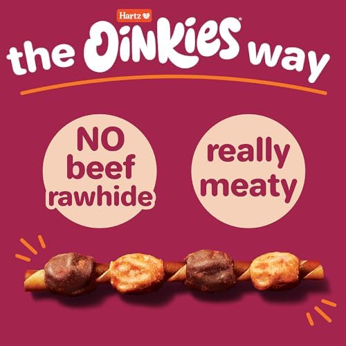 Hartz Oinkies Hearty Kabob Dog Treats with 100% Real Chicken, Duck, Sweet Potato & Carrot, Rawhide-Free, Natural Dog Treats, Highly Digestible Long Lasting Chews, 18 Count