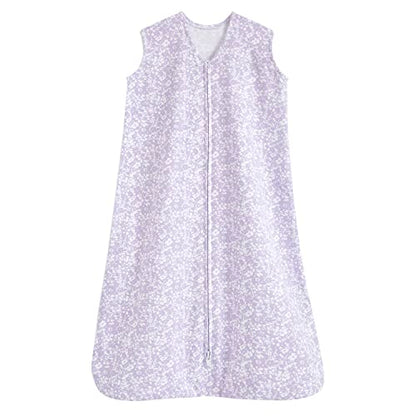 HALO SleepSack, 100% Cotton Wearable Blanket, Swaddle Transition Sleeping Bag, TOG 0.5, Aster Flowers-purple, Medium, 6-12 Months