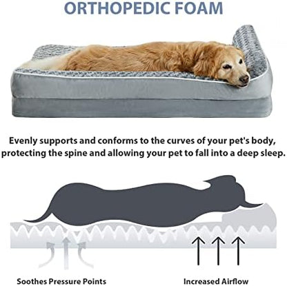 BFPETHOME Orthopedic Dog Bed for Extra Large Dogs-Big Waterproof Sofa Dog Bed with Removable Washable Cover, Large Pet Bed with Waterproof Lining and Nonskid Bottom,Pet Bed for Large Dogs