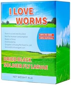 I LOVE WORMS Dried Black Soldier Fly Larvae (5lb), 100% Natural Non-GMO, Treat for Chickens, More Calcium Chicken Feed Than Mealworms