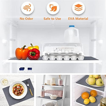 Shelf Liners for Kitchen Cabinets, Waterproof and Oil-Proof Kitchen Cupboard Liner, Refrigerator Liners and Plastic Drawer Mats EVA Non Adhesive Shelves, Fridge - Gray 11.8 x 118 Inches
