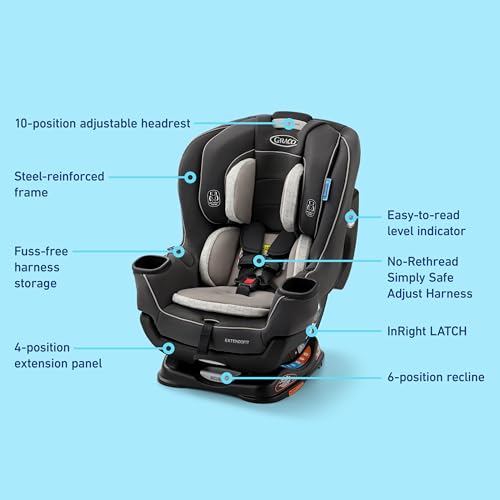 Graco Extend2Fit Convertible Baby Car Seat, Rear and Forward Facing, Adjustable Extension Panel for Extra Legroom, Redmond