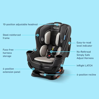Graco Extend2Fit Convertible Baby Car Seat, Rear and Forward Facing, Adjustable Extension Panel for Extra Legroom, Redmond