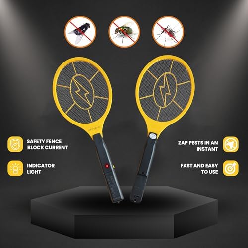DEVOGUE® Electric Fly Swatter Bug Zapper Battery Operated Flies Killer Indoor & Outdoor Pest Control Mosquito Zapper and Insect Catcher Racket