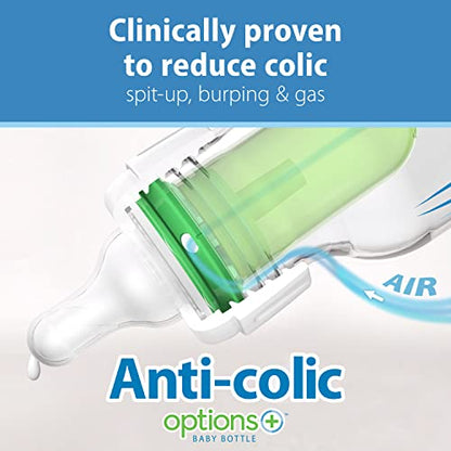 Dr. Brown's Natural Flow® Anti-Colic Options+™ Narrow Bottle to Sippy Gift Set with Soft Silicone Sippy Spout, Removable Silicone Handles, Travel Cap and Bottle Brush