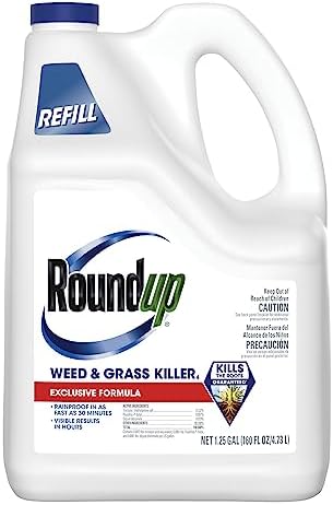 Roundup Weed & Grass Killer₄ Refill, Use in and Around Flower Beds, Trees, Driveways, Walkways & More, 1.25 gal.