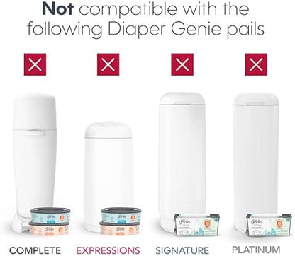 The Diaper Genie Jumbo+ Square Refill, with continuous film, can hold up to 1080 newborn-sized diapers per refill.