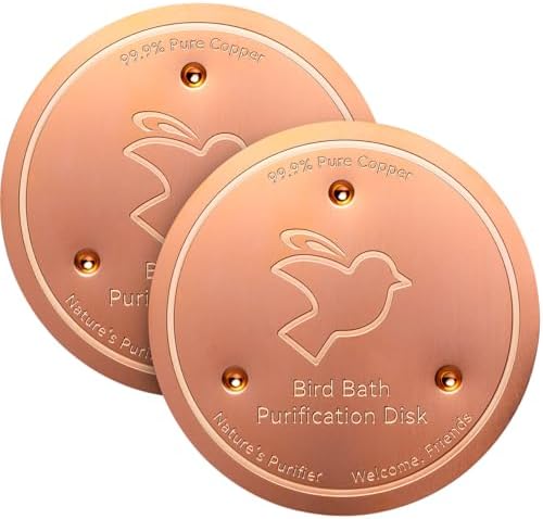 Mellbree 2-Pack Bird Bath Copper Disk, 0.6mm Reinforced 99.99% Pure Copper Cleaning Disk with Triple-Point Support for Physical Safe Clean Water All-Season, Universal Fit for Outdoor Birdbaths, Bowl