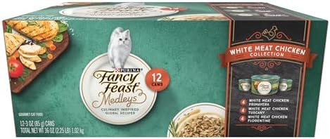 Purina Fancy Feast Wet Cat Food Variety Pack, Medleys White Meat Chicken in Sauce Collection - (Pack of 12) 3 oz. Cans