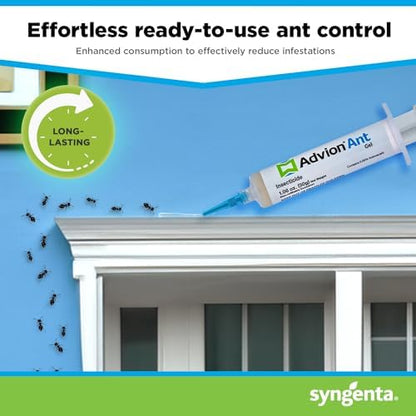 Advion Ant Gel Bait, 1 30-Gram Tube, 1 Plunger and 1 Tip, Effective Bait, Formulated with 0.05% Indoxacarb, Indoor and Outdoor Use, Killer Gel for Control of Most Major Ant Species