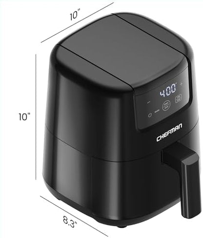 CHEFMAN 2 Qt Mini Air Fryer – Digital Space-Saving Compact Air Fryer with Nonstick and Dishwasher Safe Basket, Quick & Easy Meals in Minutes, Features Digital Timer and Shake Reminder – Black