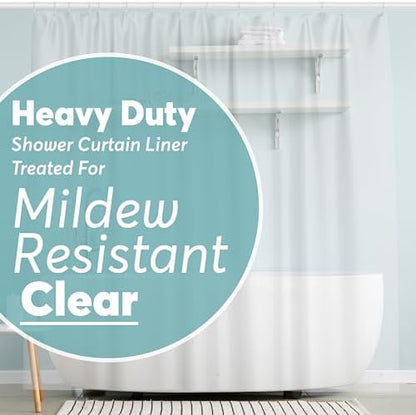 BigFoot Shower Curtain Liner – 72 x 72 PEVA Heavy Duty Shower Curtain with Rustproof Metal Grommet and 3 Magnetic Weights – Odor Free and Compatible with Standard Showers, Clear