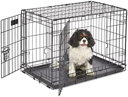 MidWest Homes for Pets Newly Enhanced Single & Double Door iCrate Dog Crate, Includes Leak-Proof Pan, Floor Protecting Feet, Divider Panel & New Patented Features