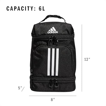 adidas Excel Insulated Lunch Bag, Cooler with Zipper, Pocket for Ice Pack, and Clip, Temperature Control Insulation