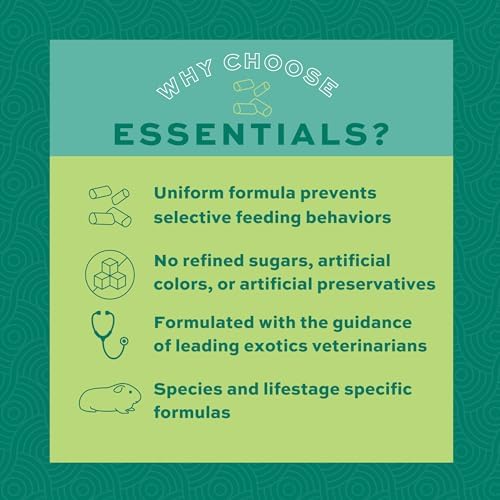 Oxbow Essentials Guinea Pig Food, Adult Guinea Pig, Made with Oxbow Timothy Hay, Pet Food Pellets with Vitamin C, Small Animal Pet Products, Made in USA, High Fiber, 5 lb. bag