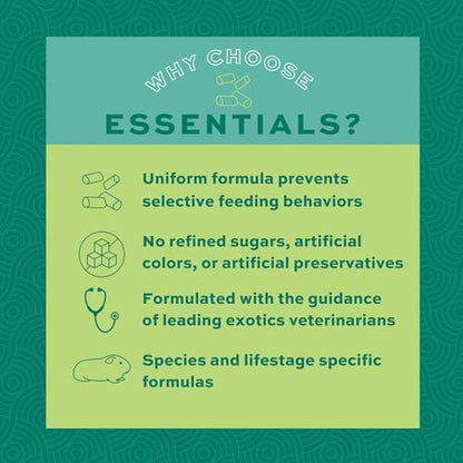 Oxbow Essentials Guinea Pig Food, Adult Guinea Pig, Made with Oxbow Timothy Hay, Pet Food Pellets with Vitamin C, Small Animal Pet Products, Made in USA, High Fiber, 5 lb. bag