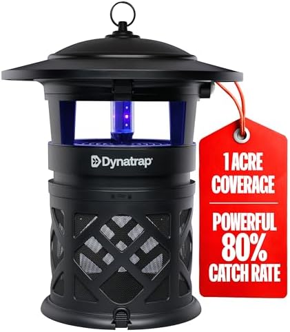 DynaTrap DT2030SR Fly Traps Outdoor - Mosquito & Flying Insect Killer for 1 Acre – Kills Flies, Gnats, Wasps - Bug Zapper Alternative - Black