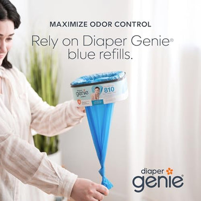 Diaper Genie Jumbo Square Refill, with Continuous Film, can Hold up to 810 Newborn-Sized Diapers per Refill.