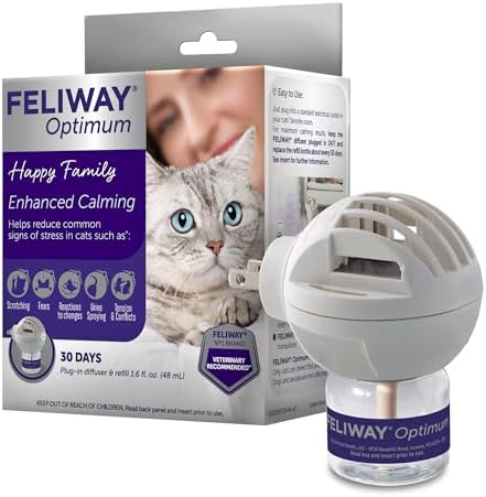 FELIWAY® Optimum 30 Day Cat Calming Plug In Pheromone Diffuser Starter Kit, 48ml - Helps Reduce Common Signs of Stress in Cats & Kittens, Enhanced Calming