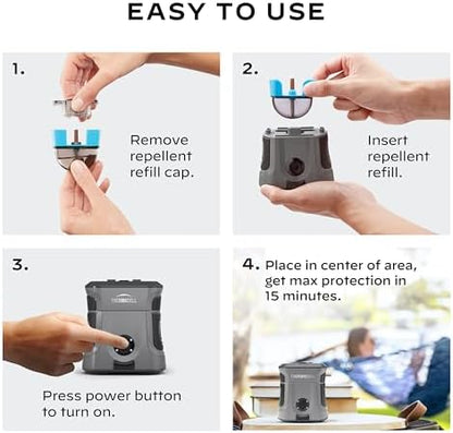Thermacell Mosquito Repellent Rechargeable Adventure EX-Series EX90; Patio Shield with 9-Hour Battery, Includes 12-Hour Refill, Rubber Armor & Carabiner; Scent Free Bug Spray Alternative