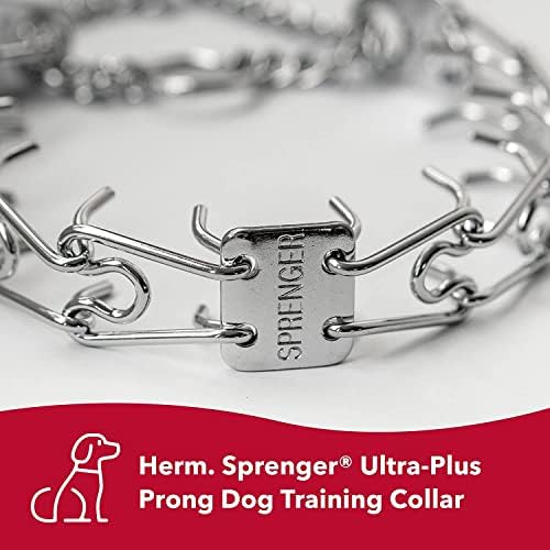 Herm SPRENGER Ultra-Plus Prong Dog Training Collar, 2.25 mm x 13" Neck Size, 16" Chain Length, Steel Chrome Plated Dog Prong Collar, Pinch Collar for Dogs, Dog Correction Collar