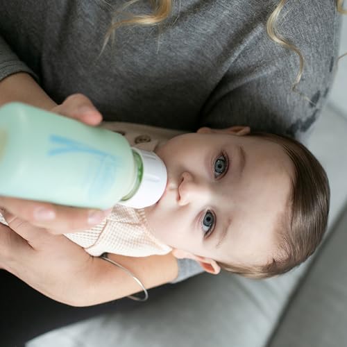 Dr. Brown's Anti-Colic Options+ Narrow Glass Baby Bottle with Level 1 Slow Flow Nipple, BPA-Free, 8 oz/250 mL, 4-Pack