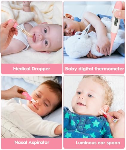 Baby Healthcare and Grooming Kit, Safety Newborn Nursery Baby Care Kit, with Hair Brush Comb, Nail Clipper, Thermometer, Pacifier Clip, Baby Registry Search, Baby Girl Boy Newborn Essentials
