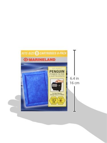 Marineland Penguin Power Filter Cartridge Rite-Size B, 6 Count, Replacement Cartridge For Aquarium Filtration