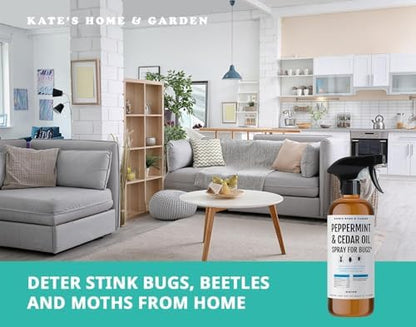 Kate's Home & Garden Peppermint Oil Spray for Bugs, Insects, Spiders. Indoor Repellent Pest Control with Cedarwood Oil (16oz, Natural, Non Toxic)